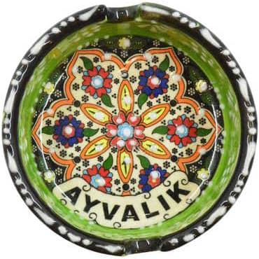 Ayvalik Themed Turkish Ceramic Special Relief Ashtray Small Size - 9