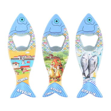 Ayvalik Themed Customised UV Printed Fish Shape Printed Plastic Base Bottle Opener 42x130 mm - 7