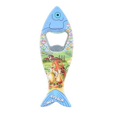 Ayvalik Themed Customised UV Printed Fish Shape Printed Plastic Base Bottle Opener 42x130 mm - 13