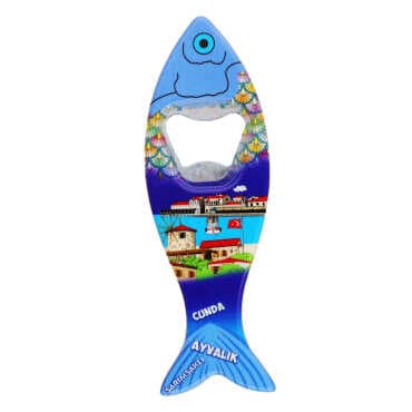 Ayvalik Themed Customised UV Printed Fish Shape Printed Plastic Base Bottle Opener 42x130 mm - 4