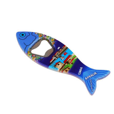 Ayvalik Themed Customised UV Printed Fish Shape Printed Plastic Base Bottle Opener 42x130 mm - 10