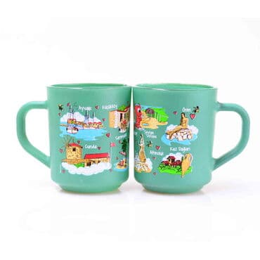 Ayvalik Themed Colored Glass Mug