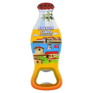 Ayvalik Themed Customised Uv Printed Coca Cola Bottle Shape Plastic Base Bottle Opener 42x120 mm