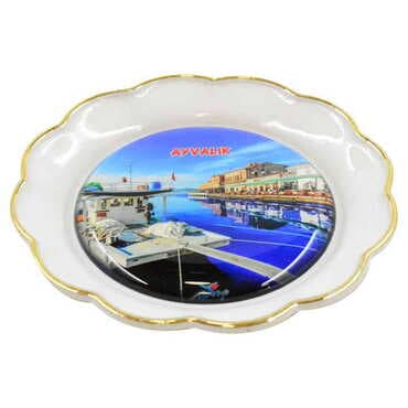 Toptan Ayvalık Temalı Myros Tabak Magnet 73 mm