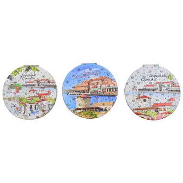 Ayvalik Themed Custom Printed Round Pocket Mirror - 4