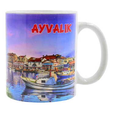 Toptan Ayvalık Temalı Seramik Özel Baskılı Kupa 80x95 mm - Thumbnail