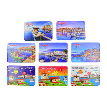 Ayvalik Themed Customised UV Printed Plastic Base Rectangle Fridge Magnet 80x50 mm - 3