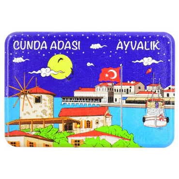 Ayvalik Themed Customised UV Printed Plastic Base Rectangle Fridge Magnet 80x50 mm - 4