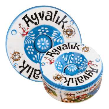 Ayvalık Temalı Yöresel Kapaklı Büyük Küllük 115*55 Mm - 1