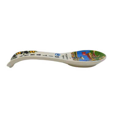 Ayvalik Themed Ceramic Serigraphy Printed Spoon Rests - Thumbnail