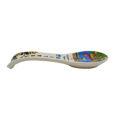 Ayvalik Themed Ceramic Serigraphy Printed Spoon Rests - 2