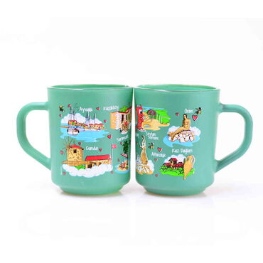 Myros - Ayvalik Themed Colored Glass Mug