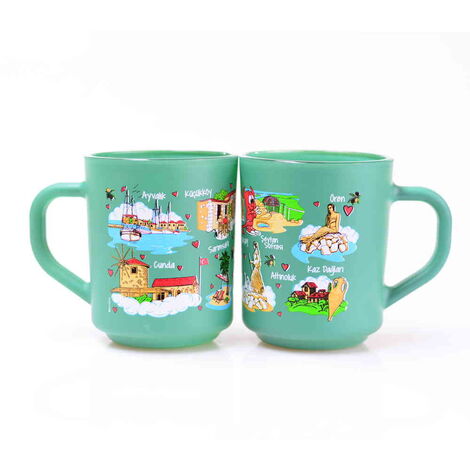 Ayvalik Themed Colored Glass Mug