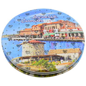 Ayvalik Themed Custom Printed Round Pocket Mirror - Thumbnail