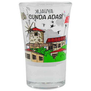 Myros - Ayvalik Themed Custom Printed Shot Glass 45x70 mm