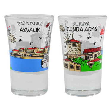 Ayvalik Themed Custom Printed Shot Glass 45x70 mm - Thumbnail