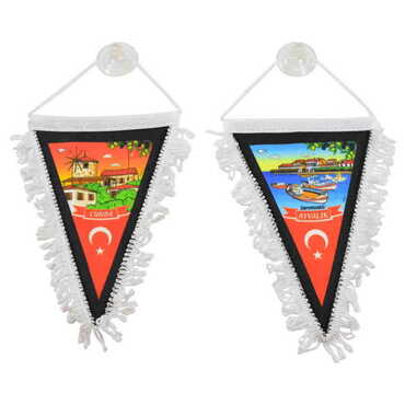 Myros - Ayvalik Themed Custom Printed Triangular Pennant 10X15Cm