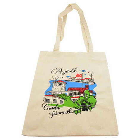 Ayvalik Themed Customised Colorful Shopping Tote Bag 450x350 mm