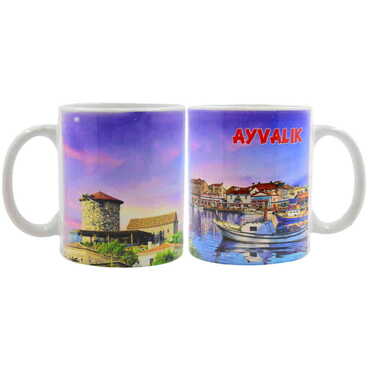 Ayvalik Themed Customised Porcelain Souvenir Travel Mug 80x95 mm - Thumbnail