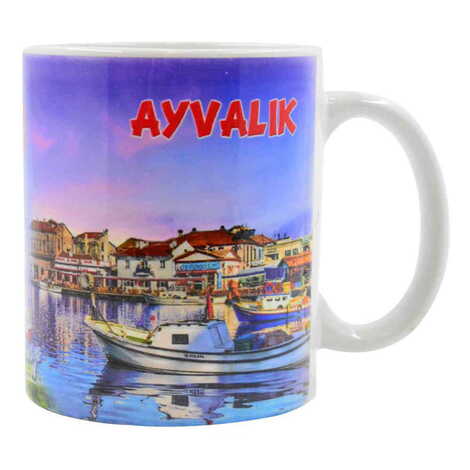 Ayvalik Themed Customised Porcelain Souvenir Travel Mug 80x95 mm