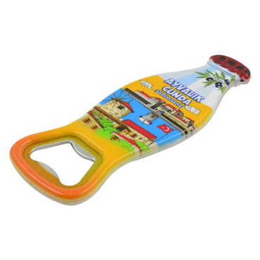 Ayvalik Themed Customised Uv Printed Coca Cola Bottle Shape Plastic Base Bottle Opener 42x120 mm - Thumbnail