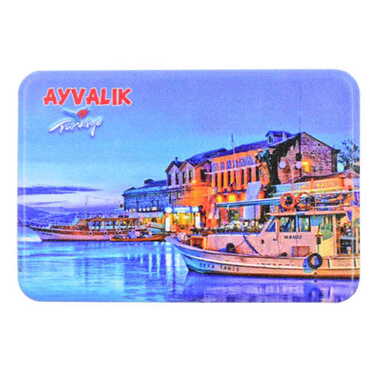 Ayvalik Themed Customised UV Printed Plastic Base Rectangle Fridge Magnet 80x50 mm - Thumbnail