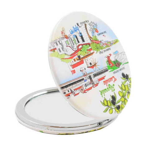 Ayvalik Themed Customised Uv Printed Round Compact Mirror 72x11 mm