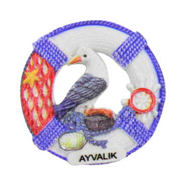 Ayvalik Themed Polyester UV Printed Stoned And Nacrous Fridge Magnet - Thumbnail