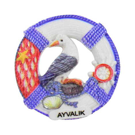 Ayvalik Themed Polyester UV Printed Stoned And Nacrous Fridge Magnet