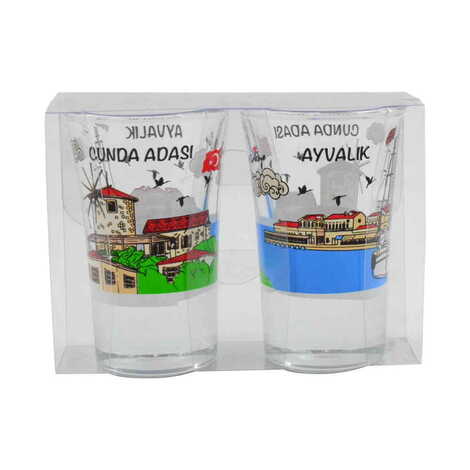 Ayvalik Themed Shot Glass Set of 2 Pcs