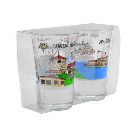 Ayvalik Themed Shot Glass Set of 2 Pcs