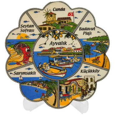 Myros - Ayvalik Themed Turkish Ceramic Custom Themed Daisy Trivet 182 mm