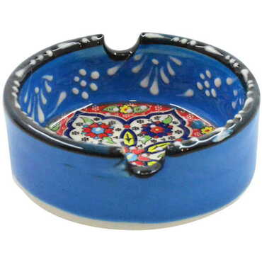 Ayvalik Themed Turkish Ceramic Special Relief Ashtray Small Size - Thumbnail