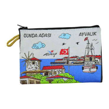 Myros - Ayvalik Themed Turkish Woven Regional Wallet 150X95X10 mm