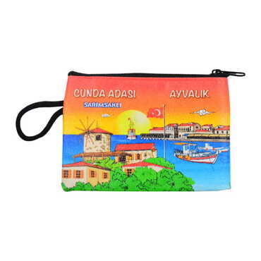 Ayvalik Themed Turkish Woven Wallet 113x80x8 mm - Thumbnail