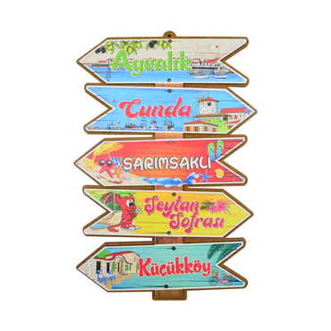 Myros - Ayvalik Themed Wooden Customised Door Sign Board 200x290 Mm