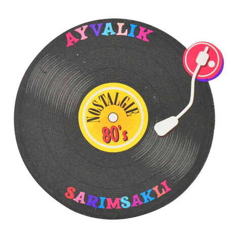 Ayvalik Themed Wooden Uv Printed Drink Coaster 97x97 mm