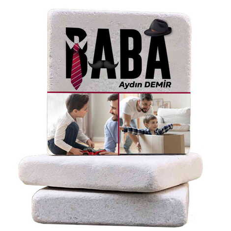 Dad Themed Customised Stone Coaster 100x100 mm - 1