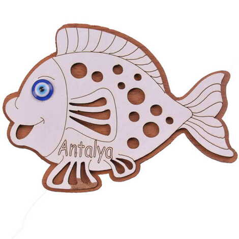 Fish Themed Wooden Engraved Souvenir Fridge Magnet - 1