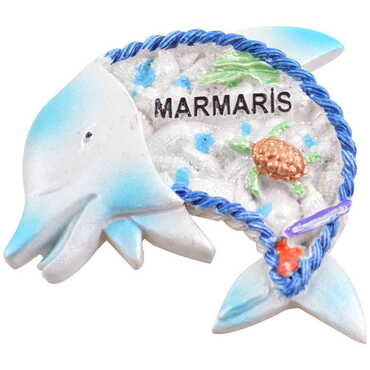 Toptan Balık Temalı Taşlı ve Sedefli Polyester Magnet - Myros