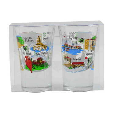 Myros - Balikesir Region Themed Shot Glass Set of 2 Pcs