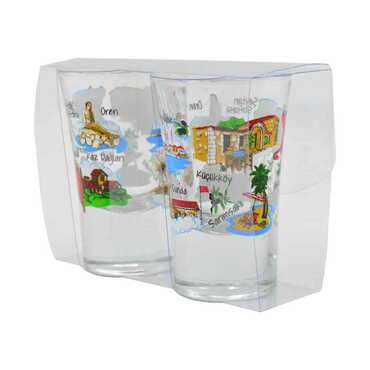 Balikesir Region Themed Shot Glass Set of 2 Pcs - Thumbnail