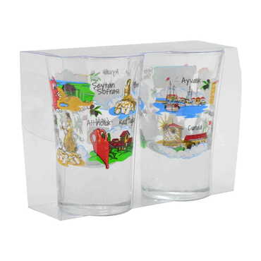 Balikesir Region Themed Shot Glass Set of 2 Pcs - Thumbnail