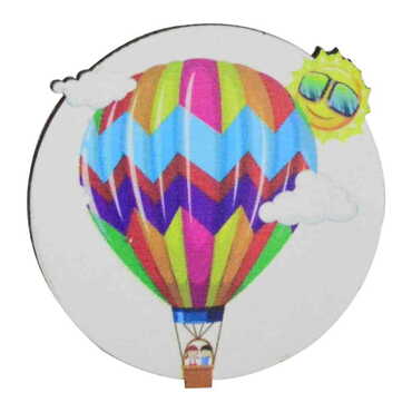 Myros - Balon Temalı Myros Ahşap Rozet
