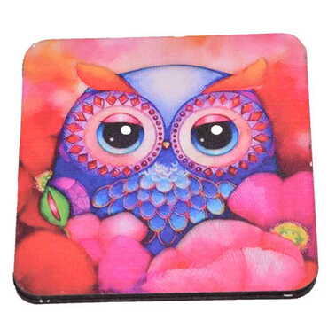 Owl Themed Wooden Customised Souvenir Coaster Set of 2 pcs 90 mm - 3