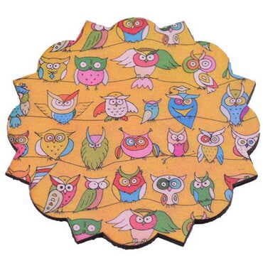 Owl Themed Wooden Customised Souvenir Coaster Set of 2 pcs 90 mm - 4