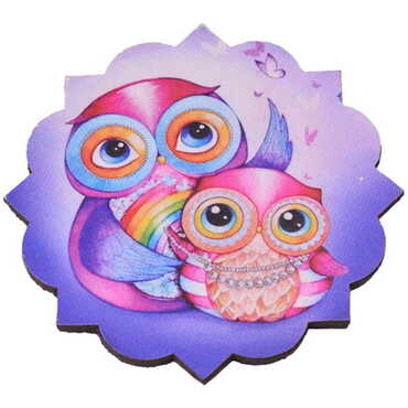 Owl Themed Wooden Customised Souvenir Coaster Set of 2 pcs 90 mm - 7