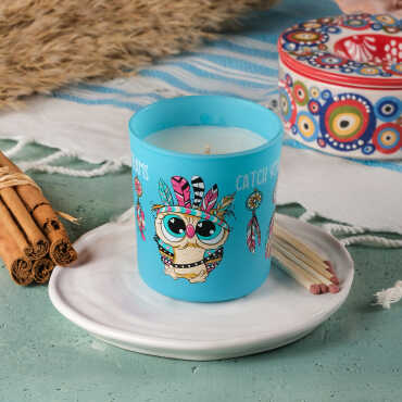 Owl Themed Glass Candle Jar - 2