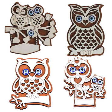Owl Themed Wooden Engraved Souvenir Fridge Magnet - 2