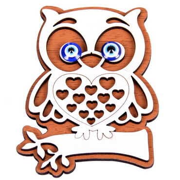 Owl Themed Wooden Engraved Souvenir Fridge Magnet - 4
